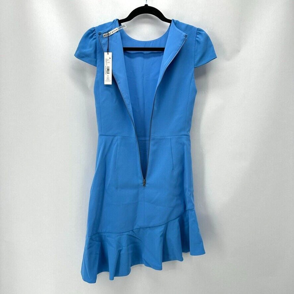 Alice + Olivia Fable Asymmetrical Ruffle Dress‎ Womens 0 Blue Preppy Dainty NWT - Picture 7 of 12
